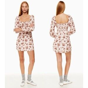 Aritzia Sunday Best Delilah Longsleeve Mini Dress Shy Pink Size Small NWT